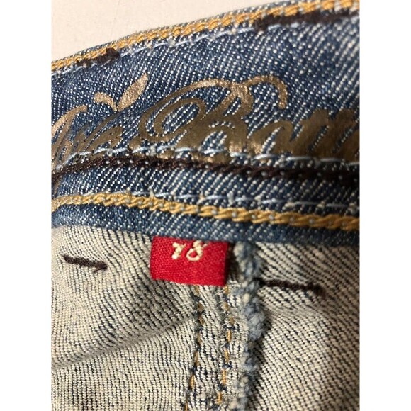 Apple Bottoms Y2K Women’s Size 18 Low Rise 4-Pocket Blue Denim Tribal Revival - Picture 8 of 11